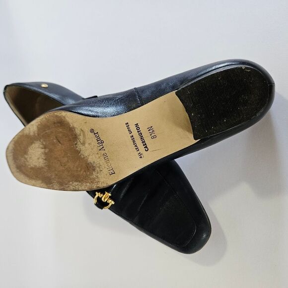 Vintage Etienne Aigner Navy Leather Horse Bit Snip Toe Carrington Loafers 8.5 - Picture 11 of 13
